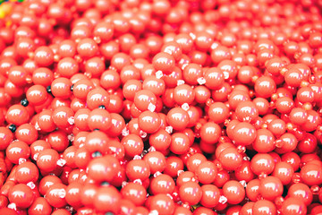 Gorgeous red and colorful beads. Close up
