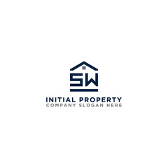 Logo template vector Design, property, real estate with the initials SW - Vector