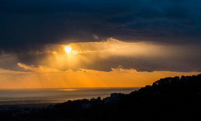 This is a capture of a sunset in Beirut and you can see the orange color formed by the sun and the beautiful horizon