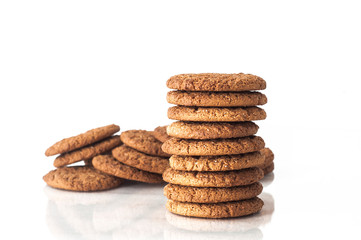 Oatmeal cookies on a white background