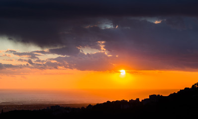 This is a capture of a sunset in Beirut and you can see the orange color formed by the sun and the beautiful horizon
