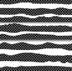 Vector Torn Paper Edges, Elements Set on Dark Background.