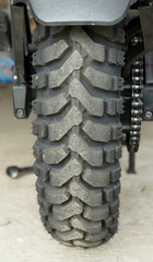 Naklejka na ściany i meble close up of motorcycle rear tyre