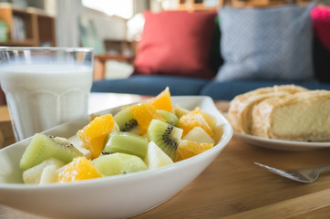 breakfast with fruit and cake