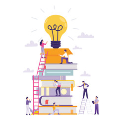 online learning concept idea, online class and teamwork business building new idea