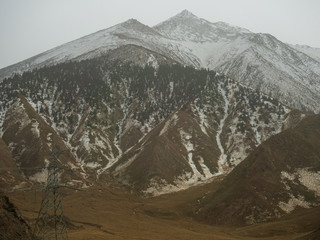 Car window scenery of Qinghai–Tibet railway in Tibet Autonomous Region, China.