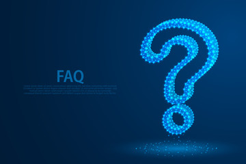 Question mark icon from lines, triangles and particle style design, vector