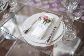 Festive wedding table setting.Table decoration on the wedding day