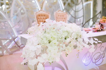 decoration of the banquet hall on the wedding day