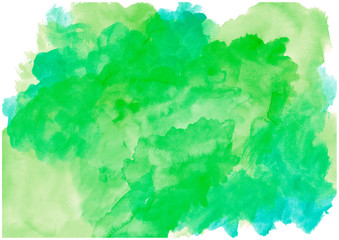 green watercolor strokes on paper.Design the sample for the texts of postcards