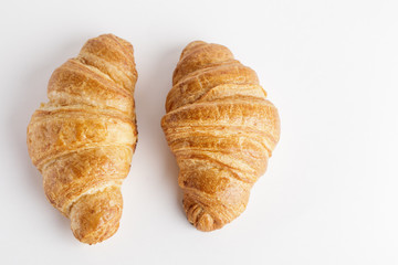 Isolated croissants white background. Tasty croissants