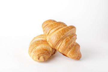 Isolated croissants white background. Tasty croissants