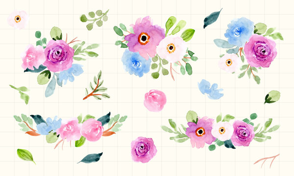 beautiful floral watercolor arrangement collection