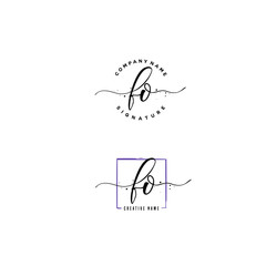 Obraz premium F O FO Initial letter handwriting and signature logo.