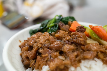 Chinese braised pork on rice