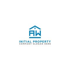 Logo template vector Design, property, real estate with the initials AW - Vector