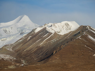 Car window scenery of Qinghai–Tibet railway in Tibet Autonomous Region, China.