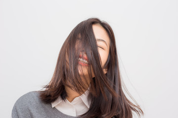 Smiling asian beautiful women on white background