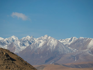 Car window scenery of Qinghai–Tibet railway in Tibet Autonomous Region, China.