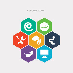 simple set of display, curved arrows, arrow heading up, cloud with connection icons, contains such as icons make, curve line, spiral tool and more. 64x64 pixel perfect. infographics vector