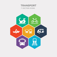 simple set of train on railroad, frontal bus, road caravan, bus and train icons, contains such as icons canoe & athlete, bicycle road, exercises and more. 64x64 pixel perfect. infographics vector