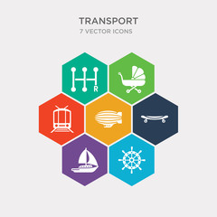 simple set of ship wheel, sail boat, longboard, blimp icons, contains such as icons public transport, babysitter, shift and more. 64x64 pixel perfect. infographics vector