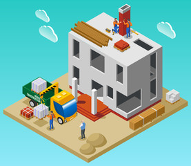 House Construction Isometric Composition