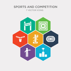 simple set of sport trophy, starting gun, running track, wing chun icons, contains such as icons mawashi, dohyo, starting line and more. 64x64 pixel perfect. infographics vector