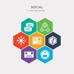 simple set of user avatar, letter with stamp, transgender, postcard with stamp icons, contains such as icons social normal, network conecction, letters and more. 64x64 pixel perfect. infographics