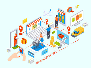 Online Shopping Isometric Illustration