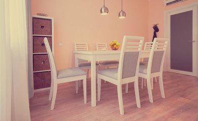 Fototapeta premium Interior. Kitchen modern, white, gray, beige color