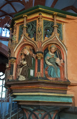 Fototapeta na wymiar UN-Weltkulturerbe Oberes Mittelrheintal, Ev. Kirche St. Goar, gotische Kanzel