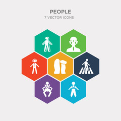 simple set of worker with harness, seat belt on, crossing street, menhir icons, contains such as icons with safety headphone, worker with gas mask, image shadow and more. 64x64 pixel perfect.