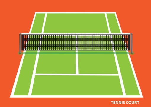 Tennis Court From Top View Vector Illustration
