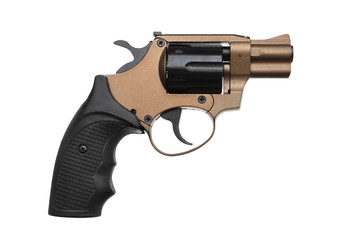 Gun pistol revolver isolated on white back