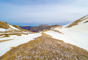 Rieti (Italy) - The summit of Monte Terminillo with snow. 2216 meters, Terminillo Mount is named...