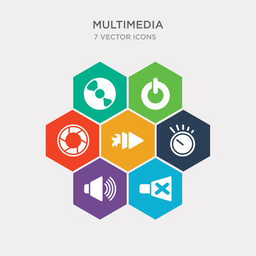 simple set of speaker mute, speakers volume, volume control, fast icons, contains such as icons diaphragm, power on button, compact disc with glare and more. 64x64 pixel perfect. infographics vector