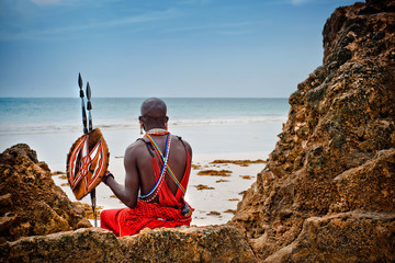 portrait of a Maasai warrior.