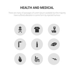 9 round vector icons such as sperm, spermatozoon, sphygmomanometer, stethoscope, stretcher contains surgery, syringe, syrup, tablets. sperm, spermatozoon, icon3_, gray health and medical icons