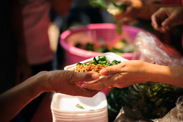 Donate leftover food to hungry people, Concept of poverty and hunger