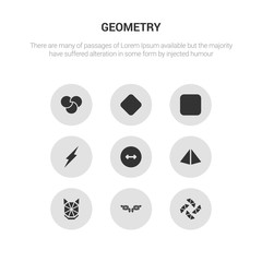 9 round vector icons such as polygonal windmill, polygonal wings, polygonal wolf head, prism, radius contains ray, rectangle, reflection, rgb. windmill, wings, icon3_, gray geometry icons