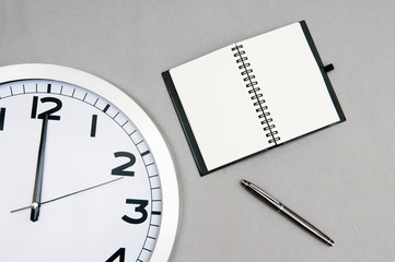 Notebook and clock