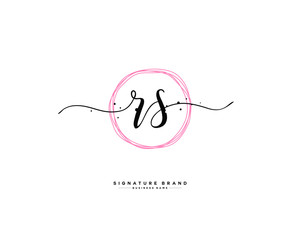 R S RS initial logo handwriting  template vector