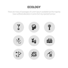 9 round vector icons such as eco fuel, eco industry, eco light, paper, plant contains plug, turbine, ecologism, environment. fuel, industry, icon3_, gray ecology icons