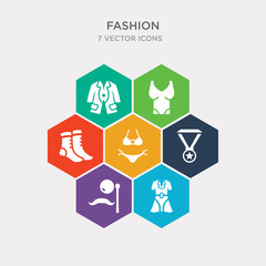 simple set of summer dress, monocle, star medal, women swimsuit icons, contains such as icons pair of socks, women sleeveless shirt, jacket with pockets and more. 64x64 pixel perfect. infographics