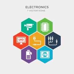 simple set of test card, ecological battery, av cable, power cable icons, contains such as icons uhd, integrated circuit, super 8 and more. 64x64 pixel perfect. infographics vector