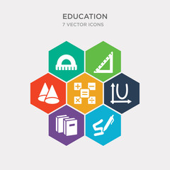 simple set of calligraphy, two books, parabolic function, calculator buttons interface icons, contains such as icons cone geometrical, set square school tool, semicircle with ruler and more. 64x64