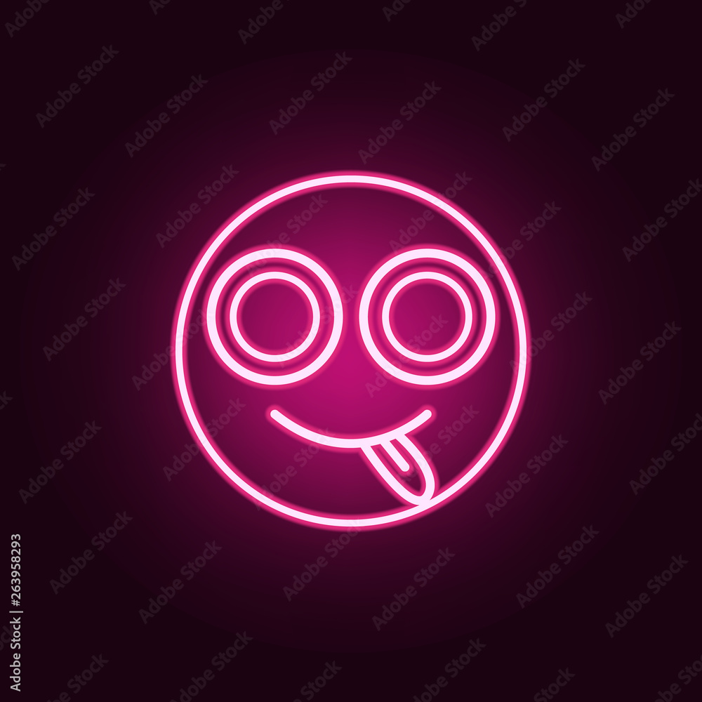 Poster smiley with tongue out icon. elements of web in neon style icons. simple icon for websites, web desi