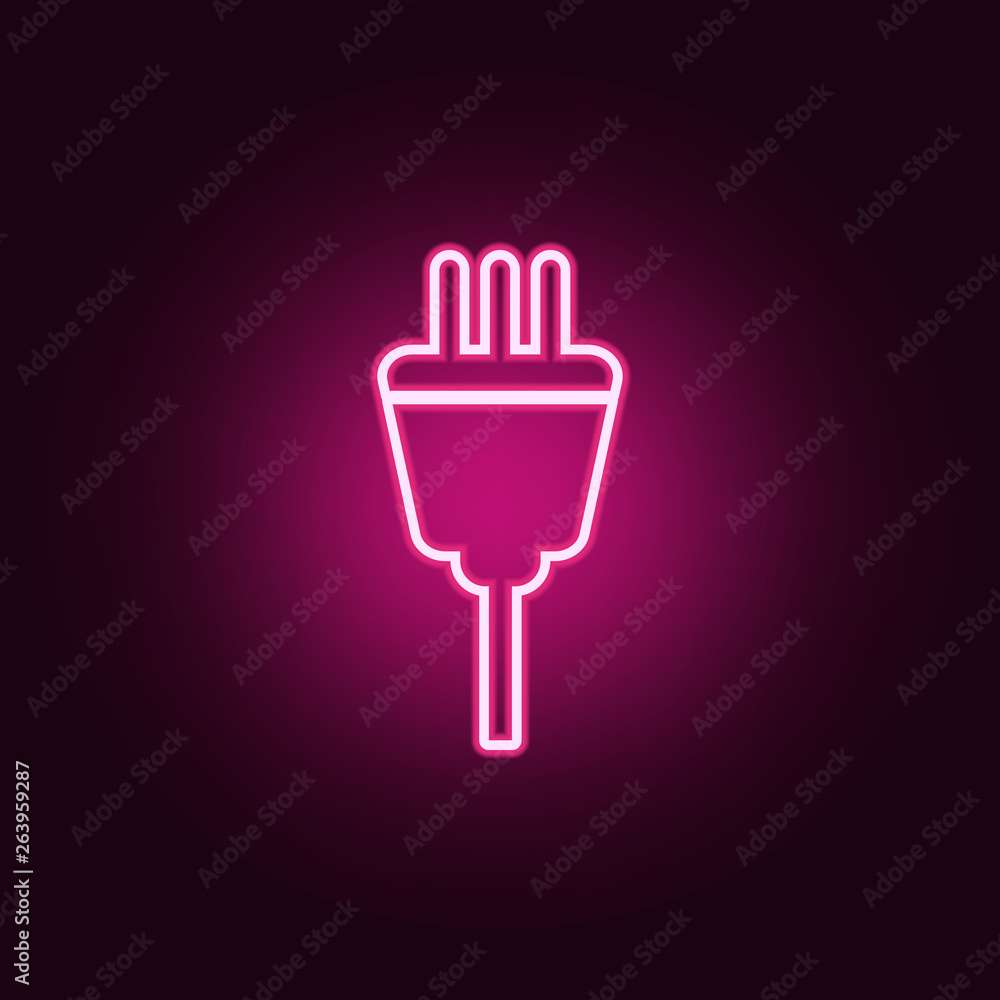 Poster electrical plug icon. elements of web in neon style icons. simple icon for websites, web design, mob