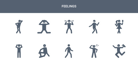 10 feelings vector icons such as accomplished human, aggravated human, alive human, alone amazed contains amazing amused angry annoyed anxious feelings icons